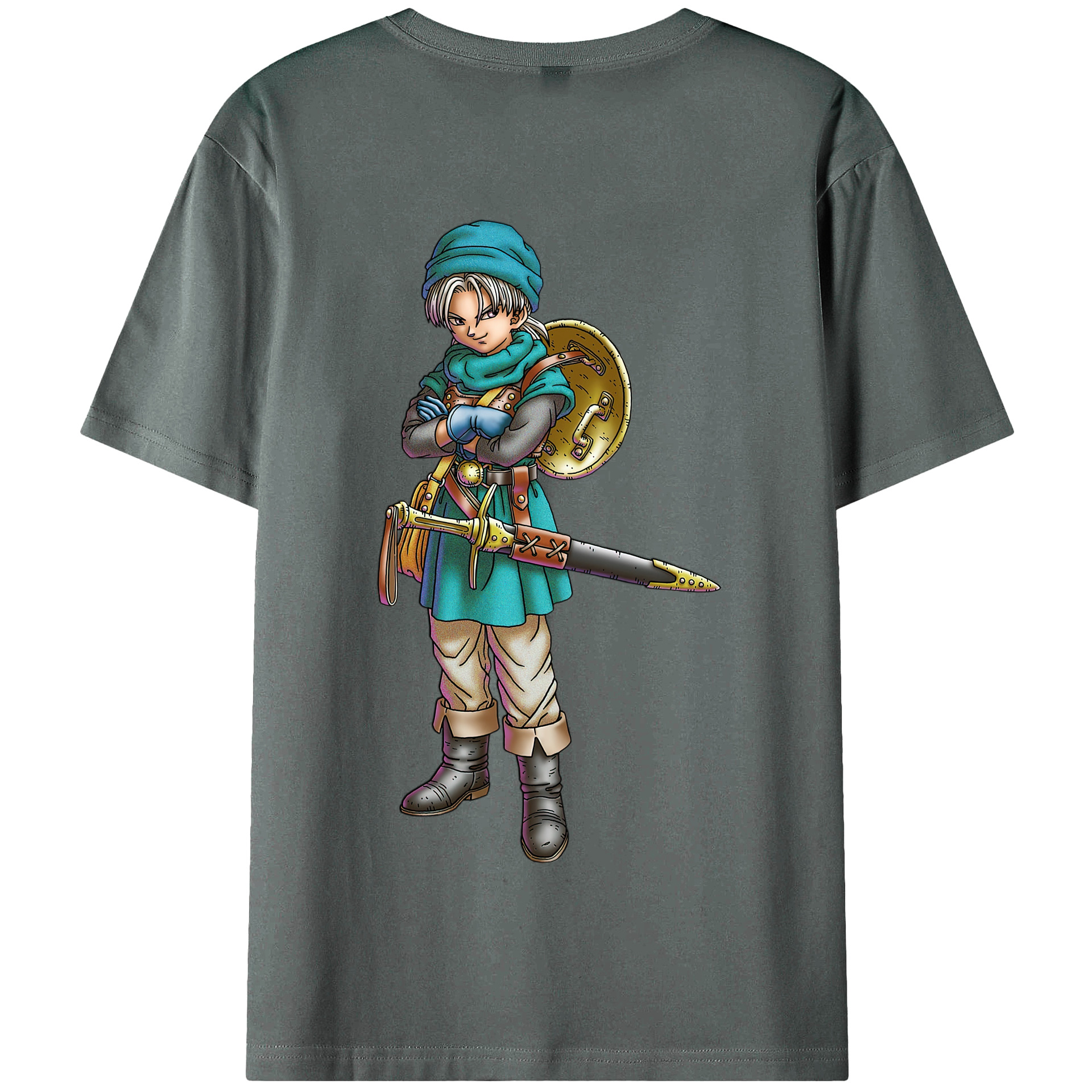 （画像用） ドラゴンクエスト Doragon Kuesuto Dragon Quest 綿100％半袖Tシャツ（背面プリント）